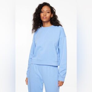 Dynamite French Terry Crew Neck Sweatshirt in Cornflower Blue